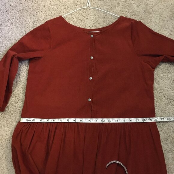 French Quintessence Elgantine Dress in Burnt Orange Terracotta Corduroy - Picture 13 of 16